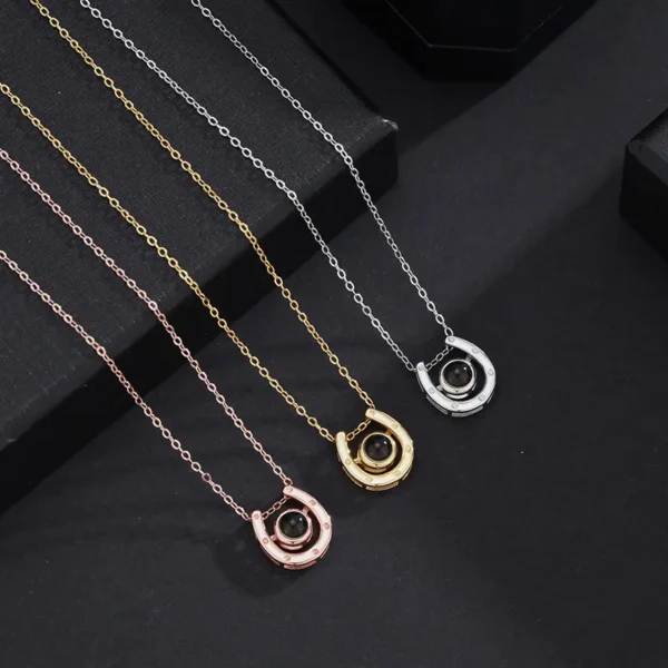 Custom Photo Necklace Horseshoe - Image 3