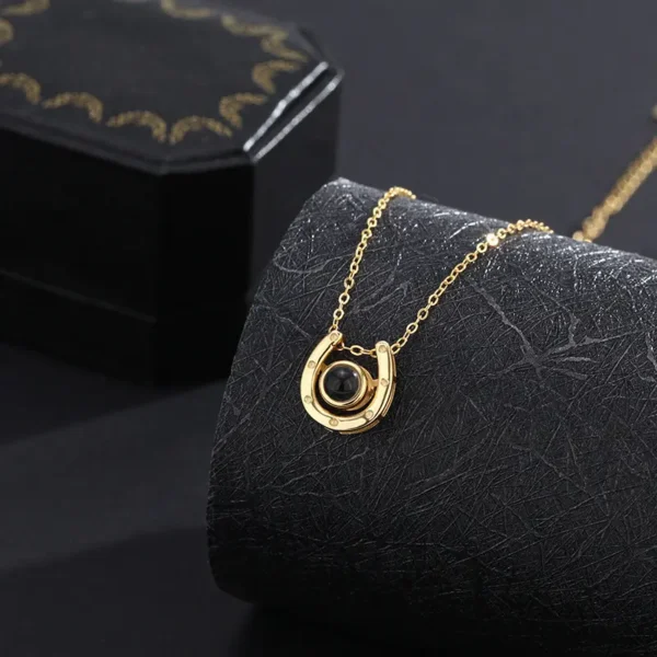 Custom Photo Necklace Horseshoe - Image 4