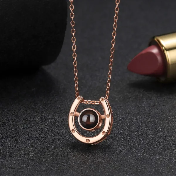 Custom Photo Necklace Horseshoe - Image 5